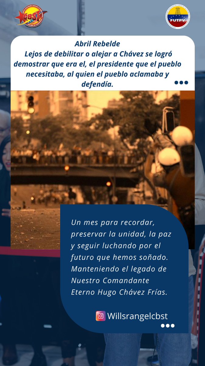 Prohibido Olvidar #22AñosDeDignidad 

La respuesta del Pueblo fue contundente! Y será así siempre la respuesta de nuestra digna Patria 🇻🇪

<a href="/chavezcandanga/">Hugo Chávez Frías</a> 
<a href="/NicolasMaduro/">Nicolás Maduro</a> 
<a href="/delcyrodriguezv/">Delcy Rodríguez</a> 
<a href="/cbolivariana/">Central Bolivariana CBST</a> 
<a href="/jorgerpsuv/">Jorge Rodríguez</a>