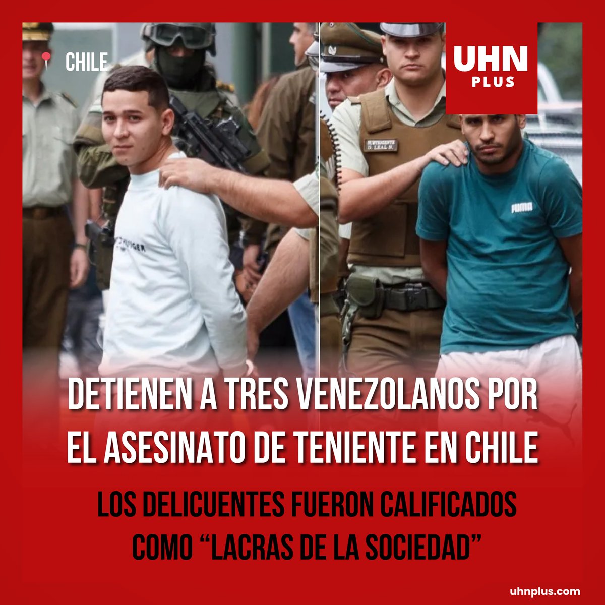 🇨🇱 | Tres venezolanos han sido detenidos y calificados como 'lacras de la sociedad' por Carabineros tras el asesinato del teniente Emmanuel Sánchez en un ataque a balazos mientras estaba fuera de servicio. El general Marcelo Lepín destacó la valentía del teniente, quien intentó…