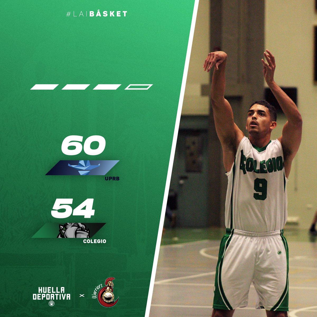 @UPRBayamon @uprm ¡VAMOS COLEGIO! 🚨👏🏼💚 Los Tarzanes de la @uprm siguen abajo en el marcador ante el equipo de la @UPRBayamon en el Tercer parcial de la noche en el #LAIBásket🏀. Este resultado es traído a ustedes por Carib Christian School.