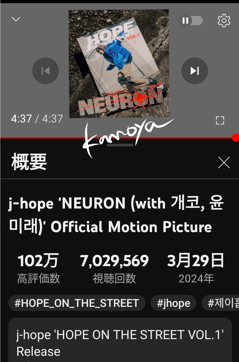 今日もミュス😊
NEURON7M突破おめでとう✨
この調子で目指せ10M(≧∇≦)b💜
#NEURON_jhope 
#HOPE_ON_THE_STREET 
＃JHOPE
#WeLoveYoujhope🐿
＃Billboard200_5位