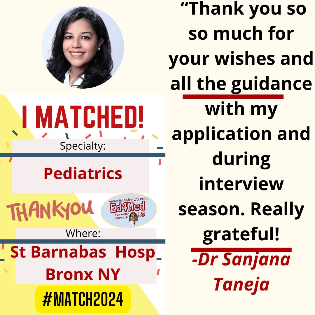 Congrats #Match2024 doctors!

If you want to be featured in #Match2025, contact me today!

#Match2024 #ECFMG  #IMG #ResidencyInterview #residency #USMLE #Personalstatement #Match2025