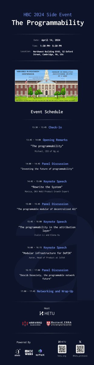 🚀 We are honored to cohost with @okxweb3 to have “The Programmability” side event scheduled on April 14th during Harvard Blockchain Conference week. Monica @Monicaweb30 who is Expert of OKX web3 will attend at 'Investing The Future Of Programmability' Panel discussion on