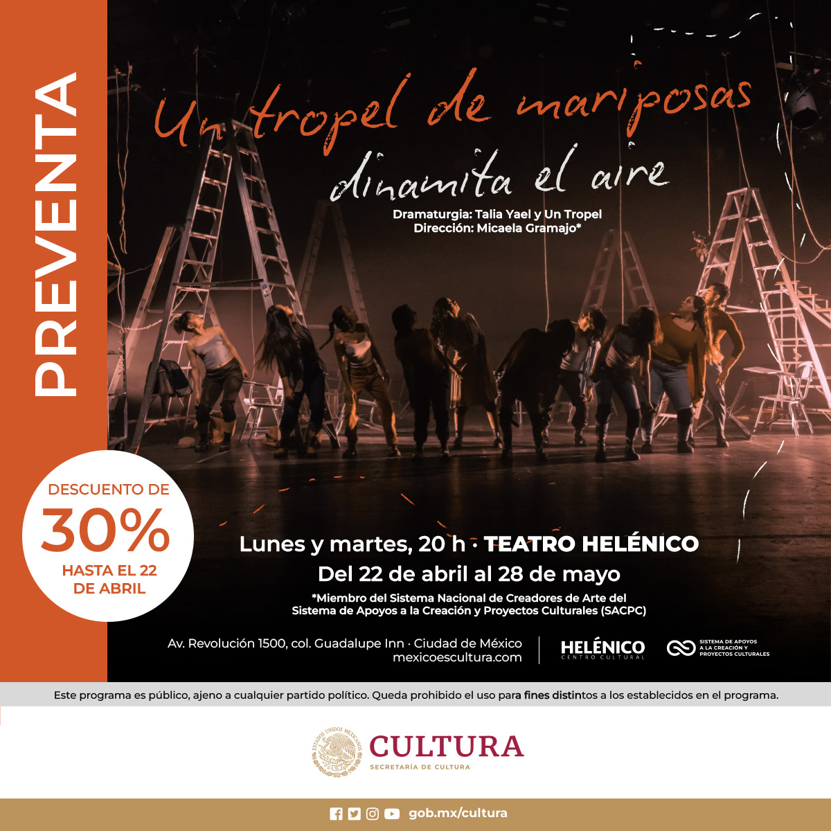 Helenico's tweet photo. Descubre en "Un tropel de mariposas dinamita el aire" cómo la pedagogía de la ternura guía el viaje en la escuela del cambio.

Dramaturgia: @AlitaYael y Un Tropel.
Dirección: @MicaelaGramajoS.

📍Teatro Helénico
🗓️22 de abril al 28 de mayo
🎟️30% descuento: https://t.co/nSLCpEqJxl https://t.co/Gr3pGTNVhu