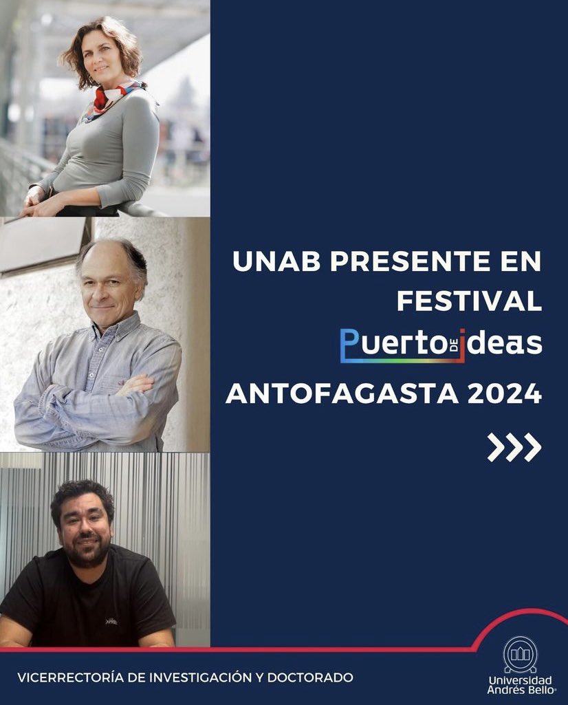 FranRioseco's tweet photo. Tres magníficos en ciencia compartirán sus aventuras en @puertodeideas Antofagasta. Un lujo para tod@s aquell@s que puedan asistir. @caro_torrealba Vicerrectora de Investigación y Doctorado, Manuel Suárez, Geólogo y Jilberto Zamora, Físico. 💎@investigacionunab https://t.co/vAKA1EzdJX