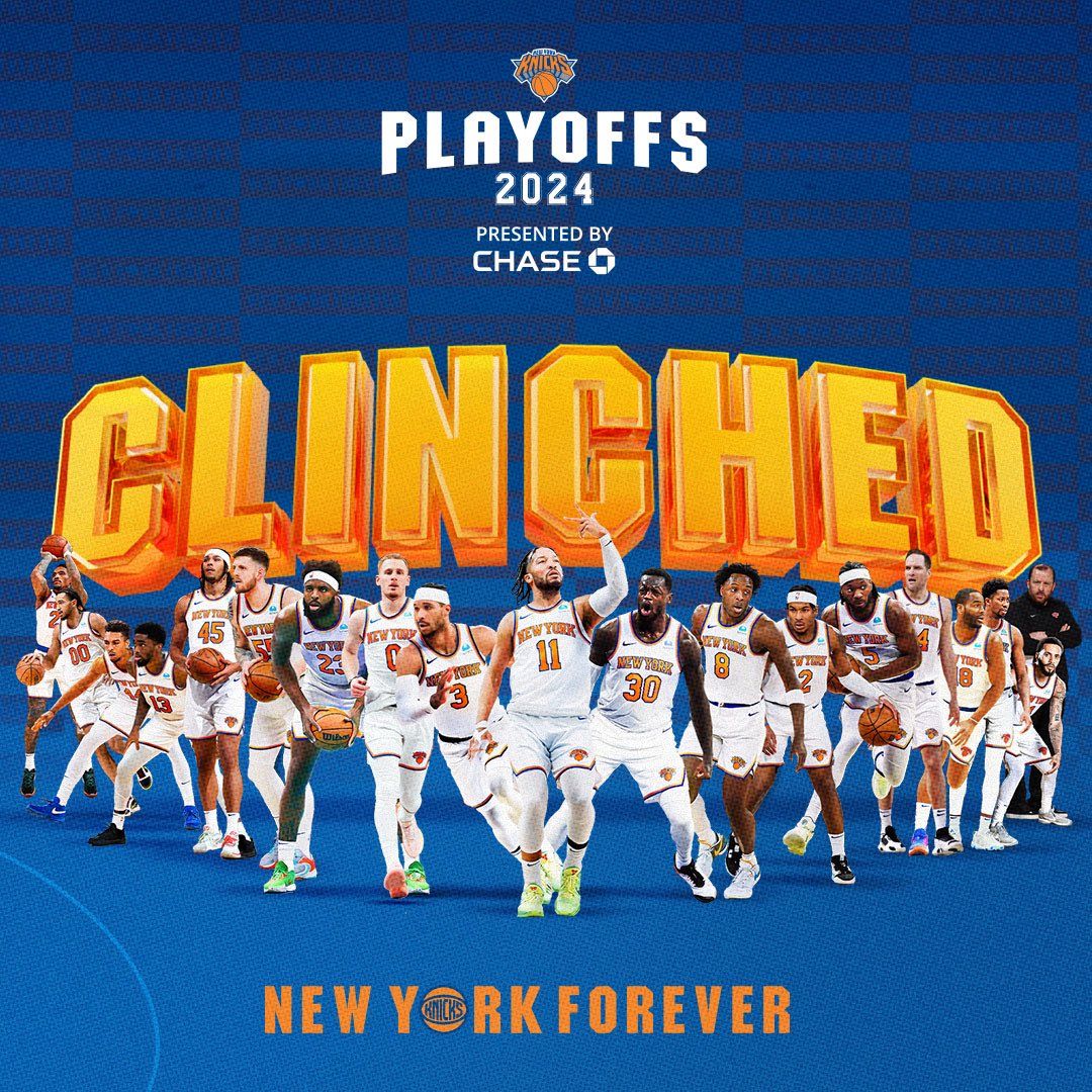 Congratulations to the New York Knicks on clinching a spot in the 2024 NBA Playoffs 🏆 🏀 

Image: @nyknics