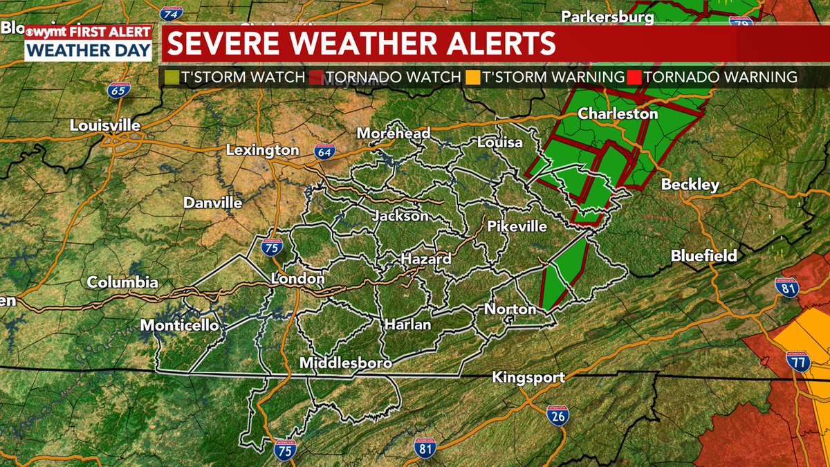 ALL CLEAR: The Tornado Watch was expired for our region. We still have a few Flash Flood Warnings, so remember to never cross flooded roadways. Breezy winds and spotty showers will linger through Friday. More: wymt.com/weather/?utm_s…