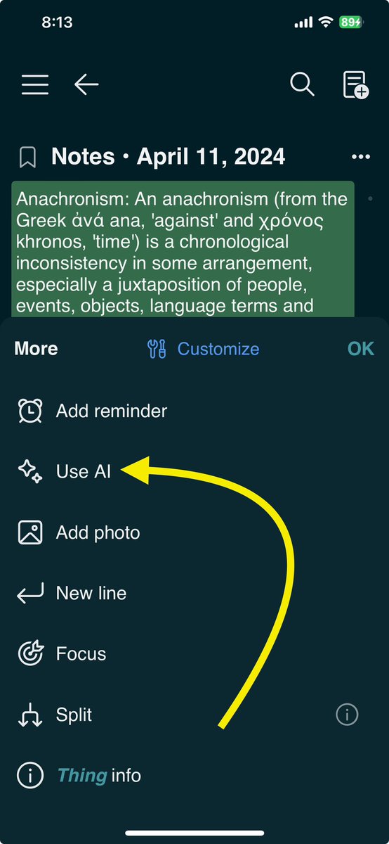 One feature in @TwosApp that I didn't think I needed, but use regularly is the 'Use AI' feature. Need a recipe? 'Use AI.' A topical overview? 'Use AI.' A definition? 'Use AI.' The list of use cases is only limited by your imagination! 'Use AI.'