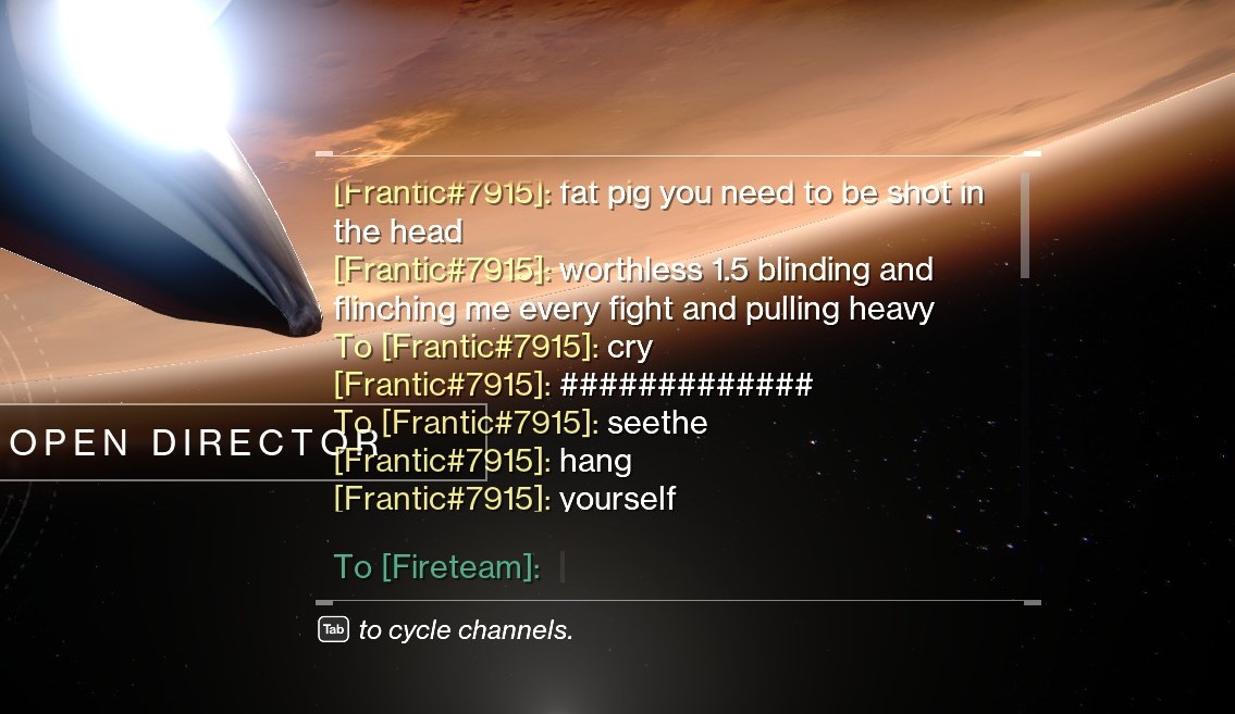 If you act like this on DESTINY 2 you need help