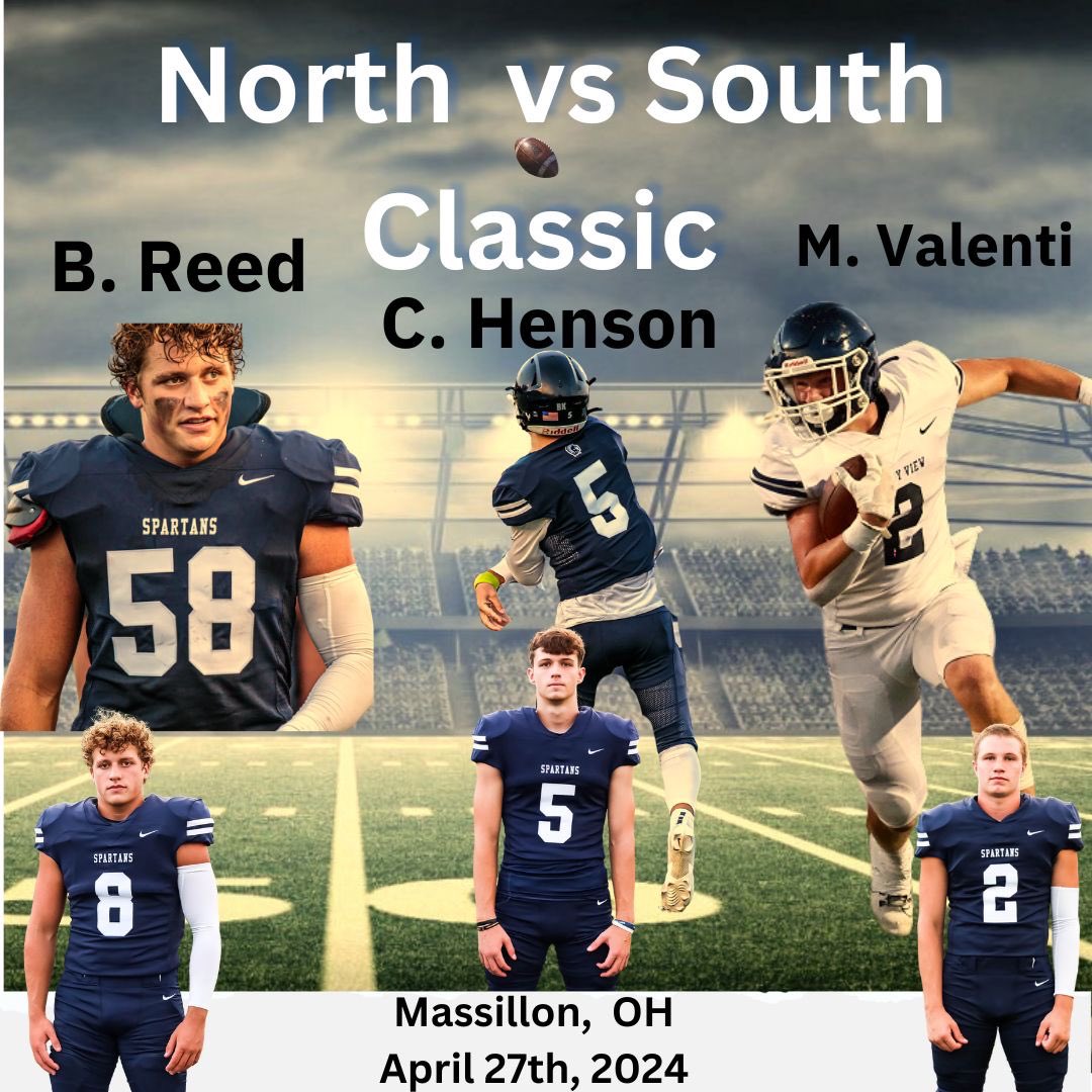 Valley View High School Football (@vv_hs_football) on Twitter photo Get ready to support these three young men at the North/South Classic in Massillon on April 27th! Excited for them to have this opportunity! <a href="/ohsfca/">OHSFCA</a> <a href="/cadenhenson2024/">Caden Henson - 2024 QB/ATH</a> <a href="/brycelreed/">Bryce Reed</a> <a href="/micah_valenti/">Micah Valenti</a> <a href="/CentreFootball/">Centre College Football</a> <a href="/UPIKEFOOTBALL/">UPIKE FOOTBALL</a> Get ready to support these three young men at the North/South Classic in Massillon on April 27th! Excited for them to have this opportunity! <a href="/ohsfca/">OHSFCA</a> <a href="/cadenhenson2024/">Caden Henson - 2024 QB/ATH</a> <a href="/brycelreed/">Bryce Reed</a> <a href="/micah_valenti/">Micah Valenti</a> <a href="/CentreFootball/">Centre College Football</a> <a href="/UPIKEFOOTBALL/">UPIKE FOOTBALL</a>