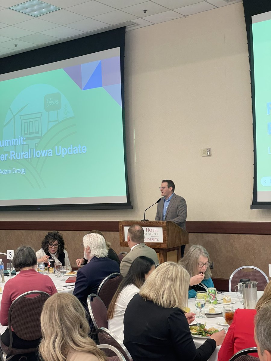 The @IARuralCouncil Rural Summit is always one of my favorite events - leaders from rural communities across our state come together to share ideas and solutions. Thanks for the time to provide an update on @EmpowerRuralIA programs!