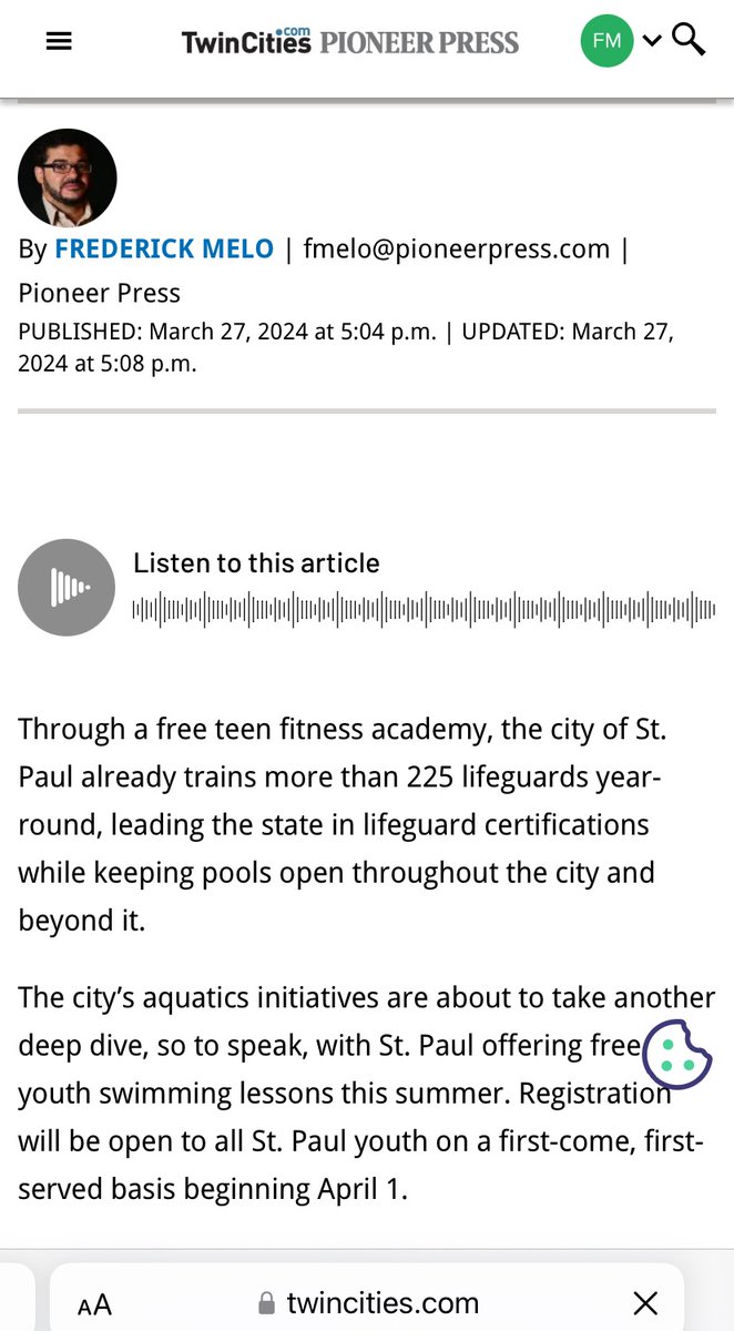 FrederickMelo's tweet photo. If someone were to write a Top 10 list of things going right in St. Paul, aquatics efforts might be toward the top. When other cities closed pools due to short staffing, ours stayed open thanks to free teen lifeguard training. Other cities need our kids for lifeguard help. https://t.co/m3NtXDIDkx