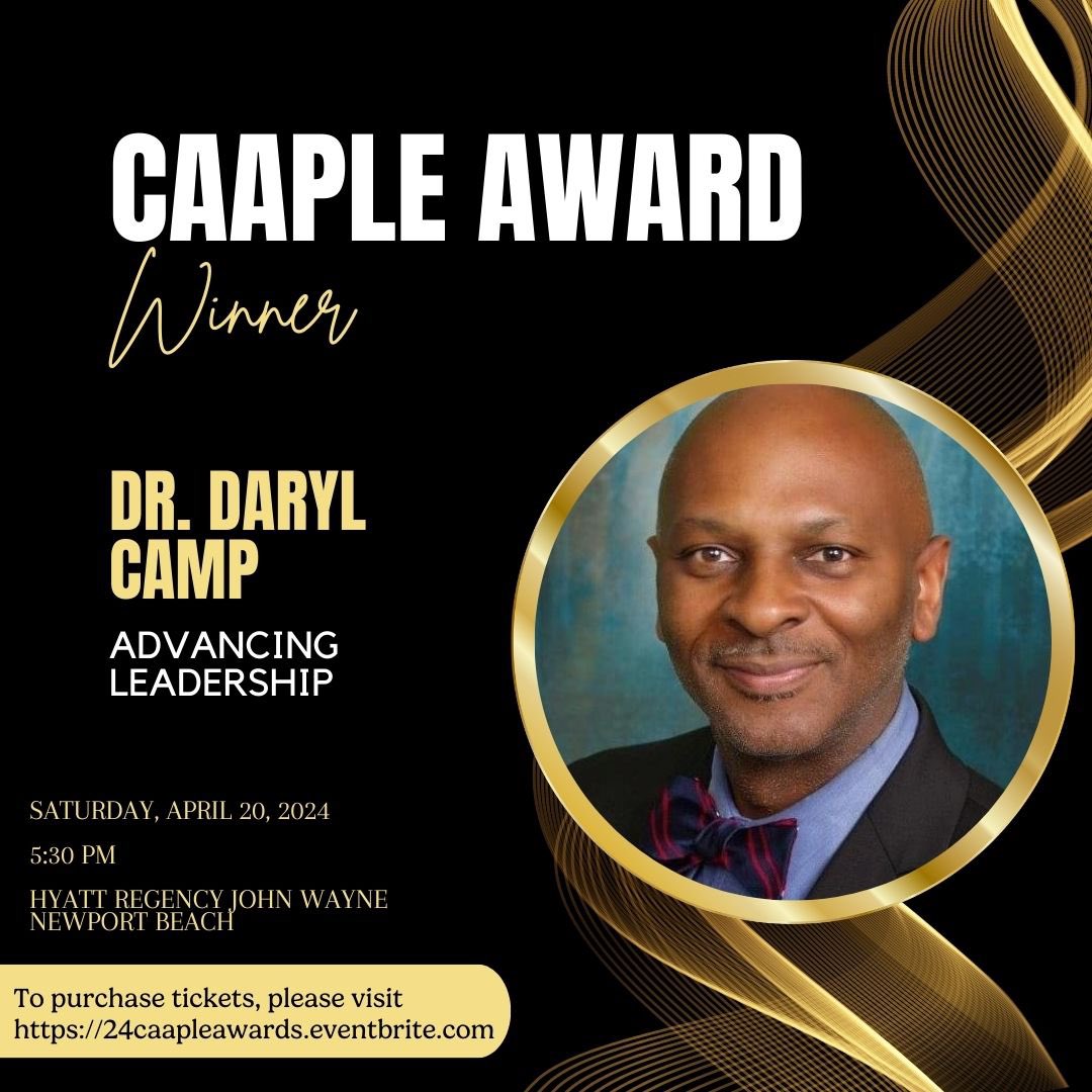 Congratulations to CAAPLE award winner for Advancing Leadership, Dr. Daryl Camp, supt of @sanlorenzousd! Dr. Camp has been a trailblazer for equity, challenging leaders to engage in discussions about race, not to shy away but to take action! Celebrate with Dr. Camp @#CAAPLECon24!