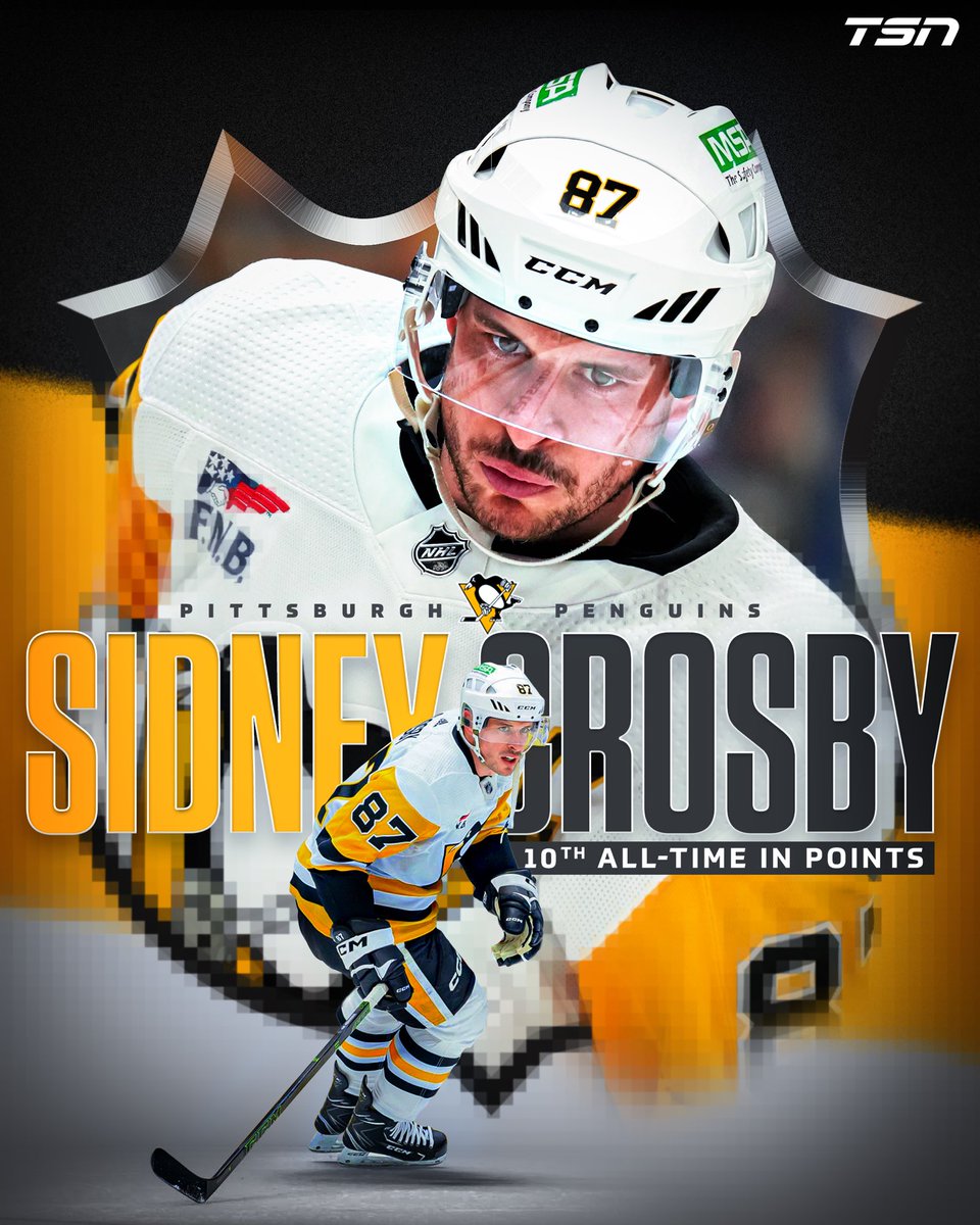 1,590 POINTS FOR SID 🗣️ Sidney Crosby has tied Phil Esposito for the 10th most points in NHL history.