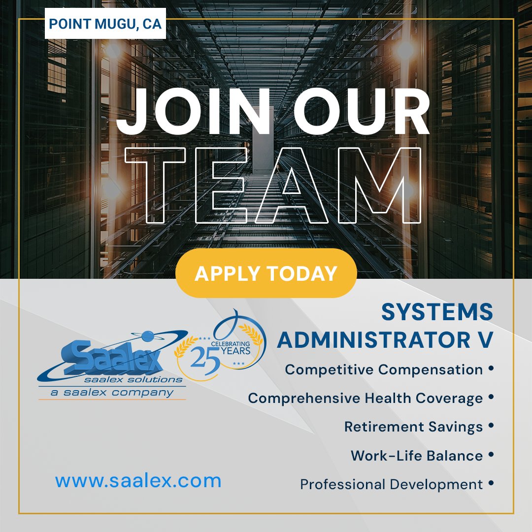 Attention qualified #applicants! Saalex Solutions seeks a Systems Administrator V to work at Naval Air Station Point Mugu, CA. #SystemsAdministrator #NavalAirStation #ITJobs #TechCareers #SysAdmin #militaryjobs
ow.ly/lxF550ReGI1