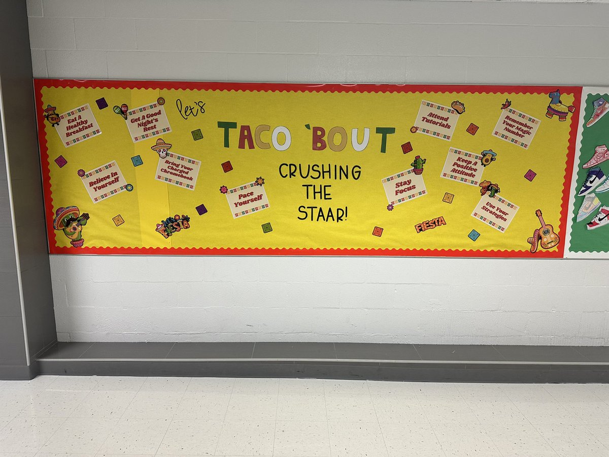 It’s officially testing season for my campus!! My STAAR board I created today at work 😍😍😍😍 @AliceJohnsonJrH @ChannelviewISD #LetsTACOBOUTCrushingtheSTAAR #ELASTAAR #MathSTAAR #ScienceSTAAR #SocialStudiesSTAAR #MovingtheNeedle #HornetNation