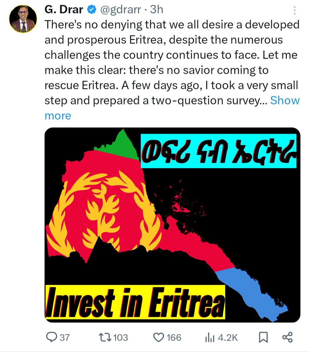 30 yrs of empty promises and plundered funds by the #Eritrean regime. Housing projects? Still waiting. Free Zone Massawa? More like Free Zone Mess-up. Eritrean Airline? Zero planes. 
Fool me once, shame on you; fool me for 30 years, shame on me.
#InvestmentScam #Eritrea