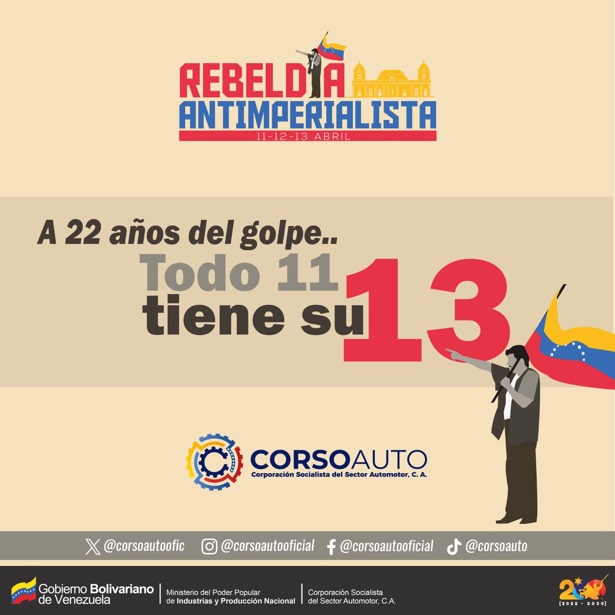 #RebeldiaAntiImperialista Hoy y siempre firmes y antiimperialista. Seguimos venciendo.

@nicolasmaduro 
@industriasve 

#Corsoauto #Venezuela🇻🇪