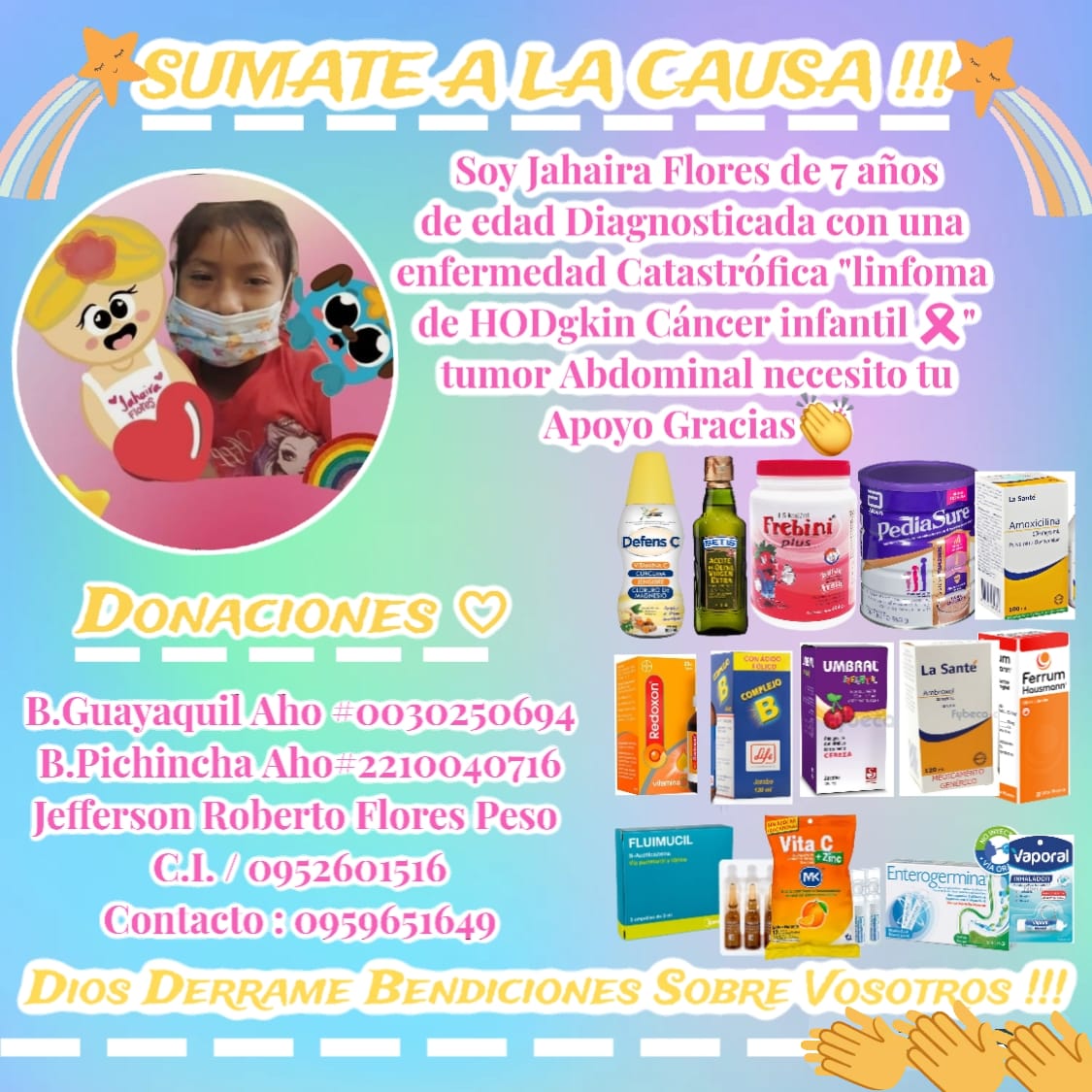 💞 Tu Espiritu de Colaboración 
Es El Mejor Ejemplo de #Bondad del Corazón Hacia Quien lo Necesita 🫂.

Únete Ami lucha contra el #CÁNCER 🎗.

Pedimos tu Ayuda solidaria para Solventar #Gastos ya que somos de Escaso recursos .

Te QuedaMos muy #AgradecidoS🤝 .