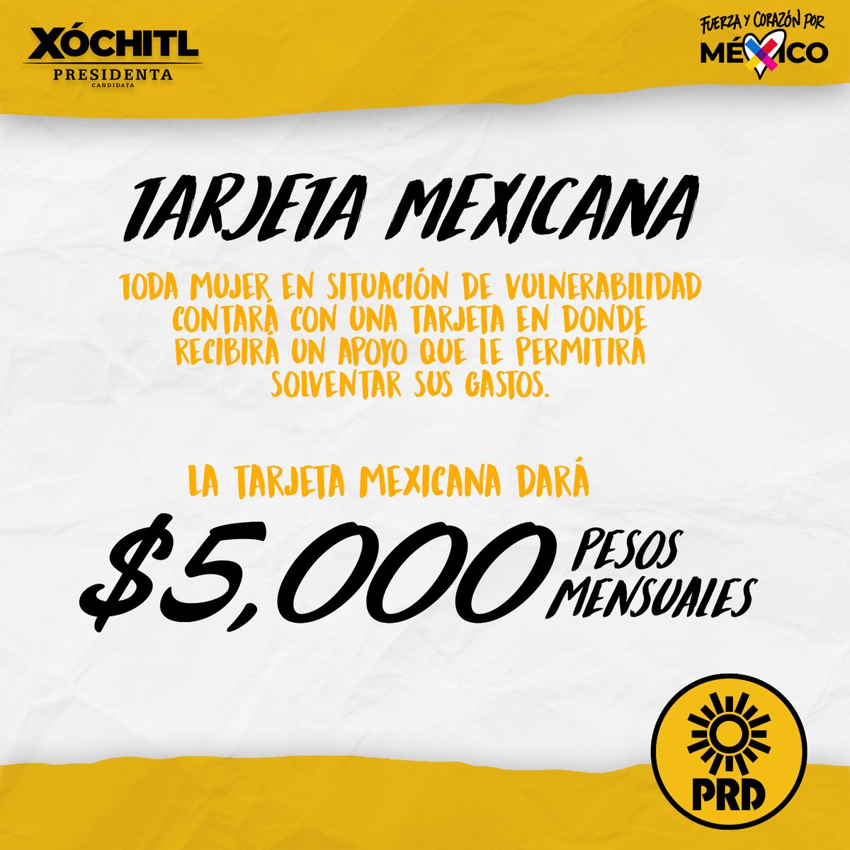 Las mujeres en México merecen libertad total. Una de tantas es la libertad económica, la cual será más accesible con la 'Tarjeta Mexicana' de @XochitlGalvez y el #PRD. ¡Aquí te apoyaremos con todo!