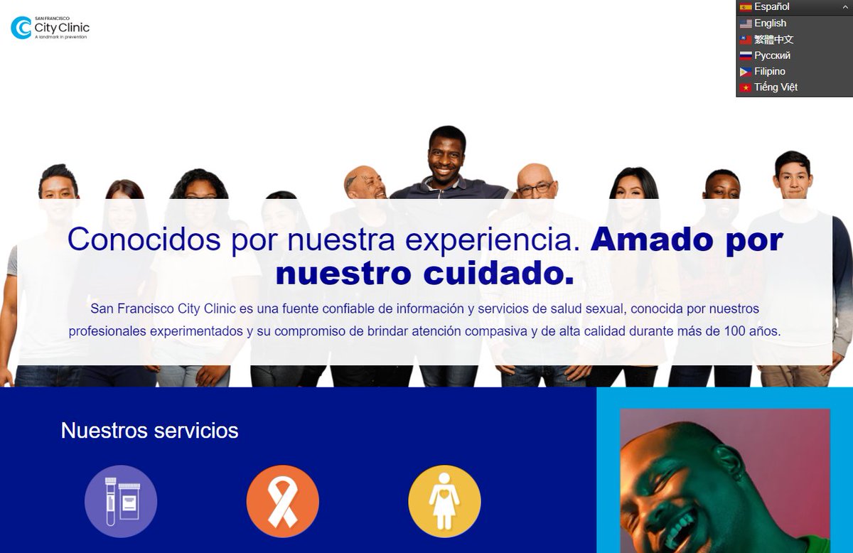 ¿Sabías que ahora puedes ver nuestro contenido en el sitio web de #SFCityclinic en #inglés #español, #chino #ruso y #vietnamita? Simplemente busca la pequeña barra negra en la parte superior derecha de la página de inicio para cambiar de idioma. #STIWeek  sfcityclinic.org