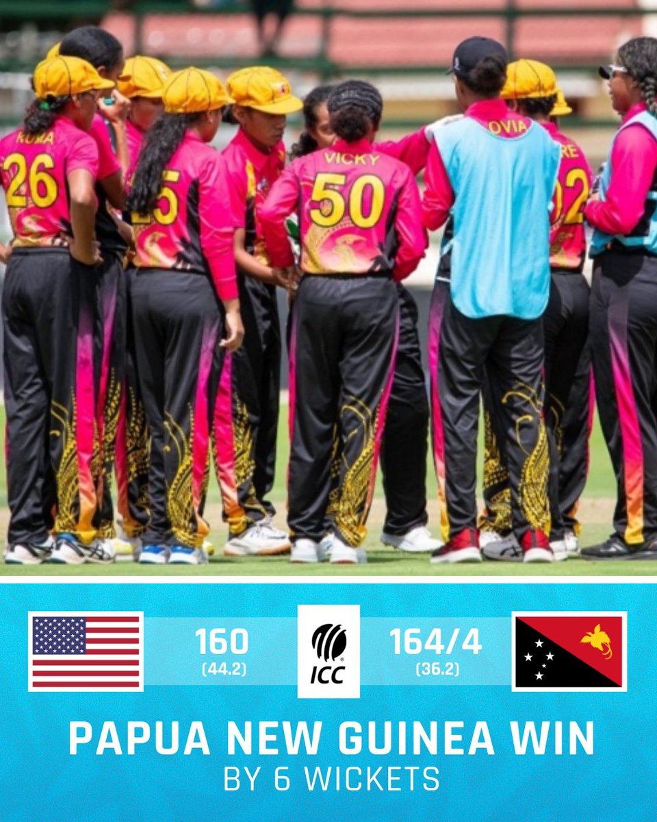 Papua New Guinea claim their first victory in a women's One Day International 🙌 #PNGvUSA scorecard 📲 bit.ly/3PVILzG