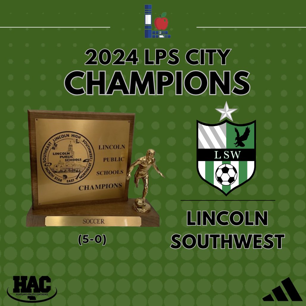 LSWFC_Official's tweet photo. With tonight’s Win, The LSW Boys Soccer Program secured its 10th Lincoln Public Schools City Title, going a perfect 5-0 against Class A LPS Schools. Hats off to the boys for their efforts but this group still has so much more it wants to accomplish. We’re not done yet! ⚽️🟢👏🏼🏆 https://t.co/QZ9tZaHFGQ