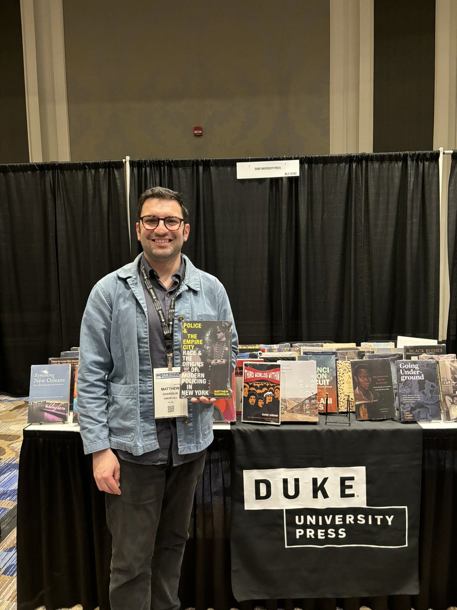 Even after stepping right off the plane, I had to swing by the @DukePress booth at #OAH2024