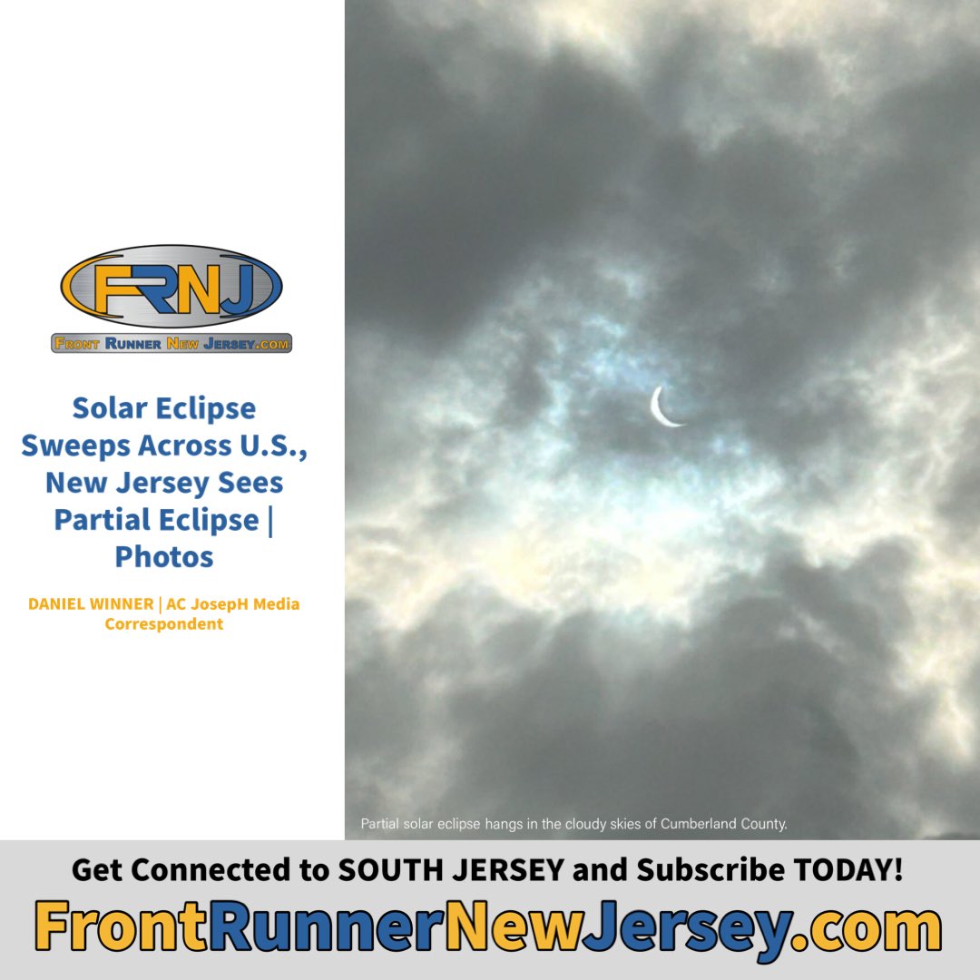 Solar Eclipse Sweeps Across U.S., New Jersey Sees Partial Eclipse | Photos frontrunnernewjersey.com/2024/04/10/sol… ✍ Daniel Winner | AC JosepH Media Correspondent #FrontRunnerNewJersey #SouthJersey #FrontRunnerDiverseVoices @FrontJersey @clydehughes