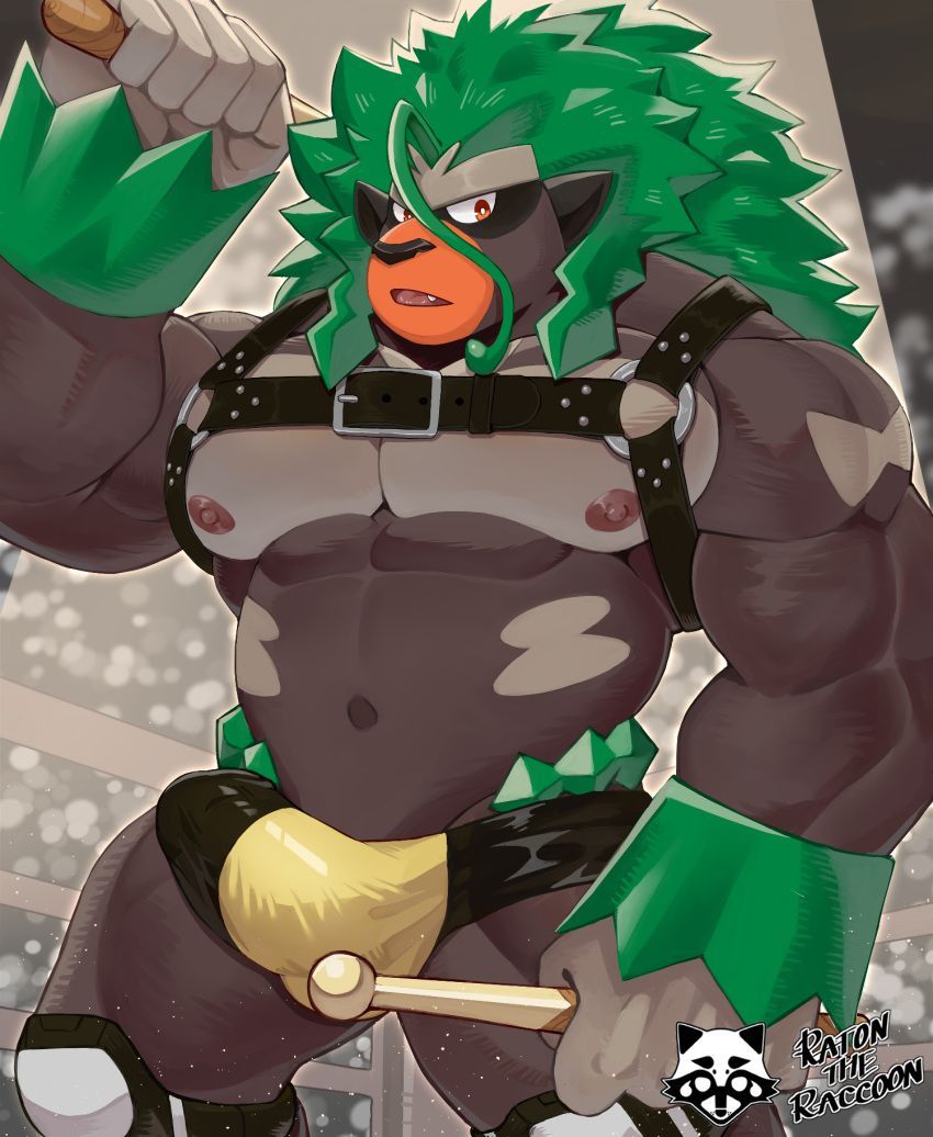 Rex's Artist Spotlight! To all the Pokemon fans out there...here's my next Poke-Crush The Sexy and Strong Rillaboom ! This sexy art was crafted by @raton_the_raccoon !!! #furryart #furryartist