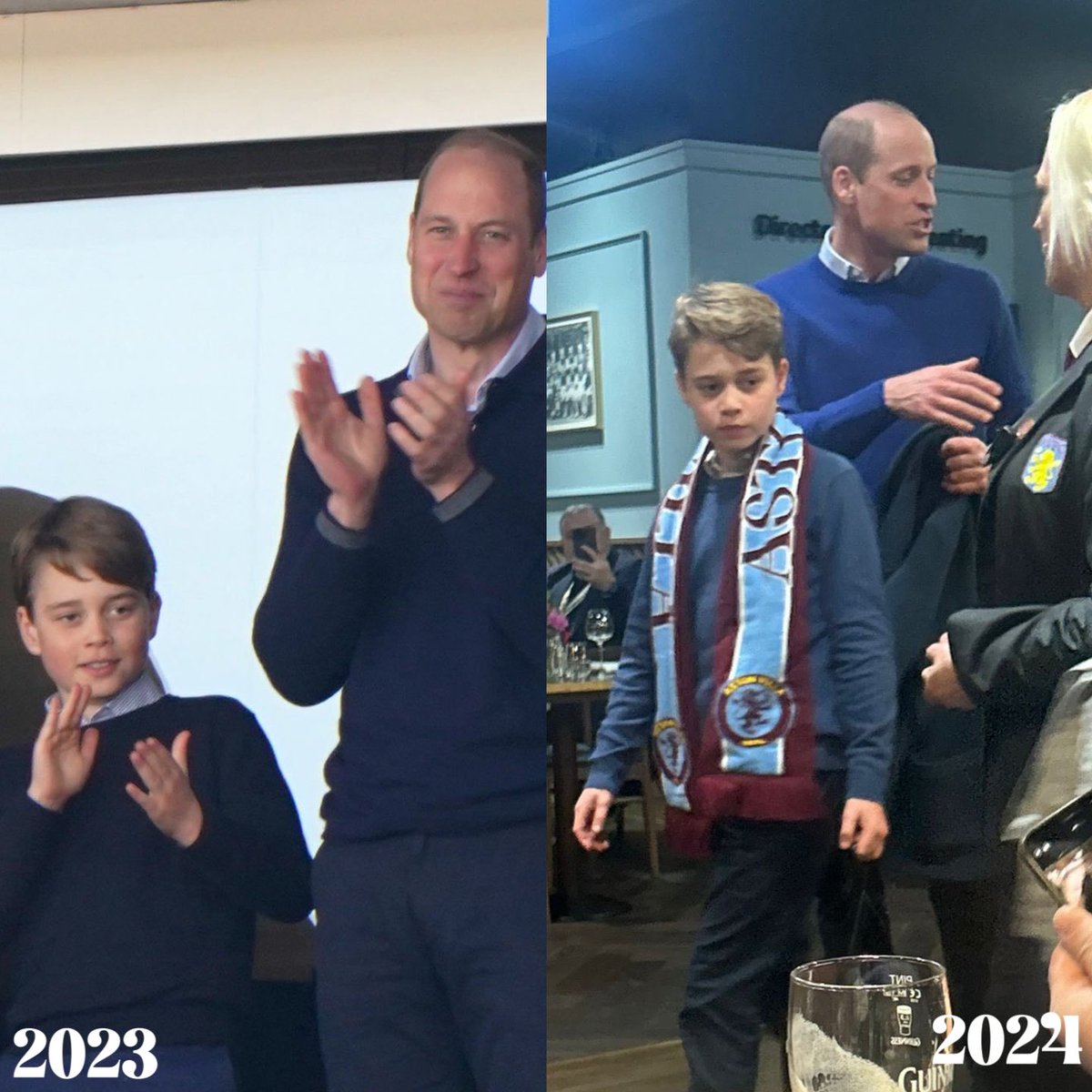 2023➡️2024 Time flies, how TALL Prince George ... ⚽People: The Prince of Wales with his older son, Prince George of Wales ⚽Time: April 8, 2023 to April 11, 2024 ⚽Event: A football match in Aston Villa ⚽Location: Villa Park, Birmingham