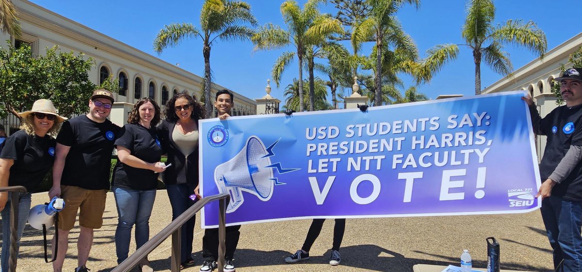 Loved joining Non-Tenure Track (NTT) Faculty at the University of San Diego as they rallied today to demand USD President and administration respect their right to organize with @SEIU721. #UnionizeCalifornia