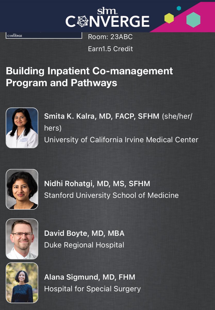 Want to learn about our experiences with #comanagement or share yours? Join us at #SHMConverge24 on April 15, 10:15 AM at our interactive workshop! @smitakkalra @SocietyHospMed #perioperative