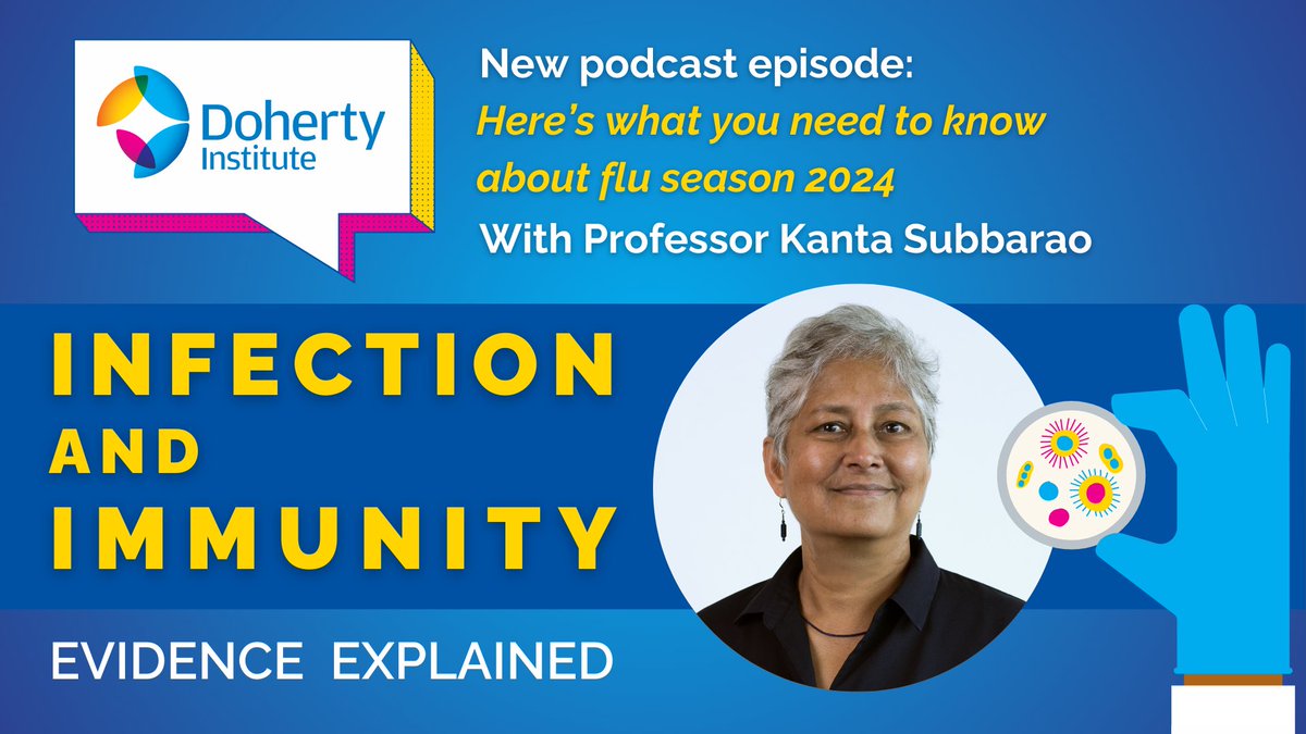 📣New podcast episode 'Here’s what you need to know about flu season 2024' with @WHOCCFluMelb Director Prof Kanta Subbarao 🎧 Find us wherever you listen to your podcasts or via: doherty.edu.au/news-events/po… @UniMelbMDHS @TheRMH @UniMelb