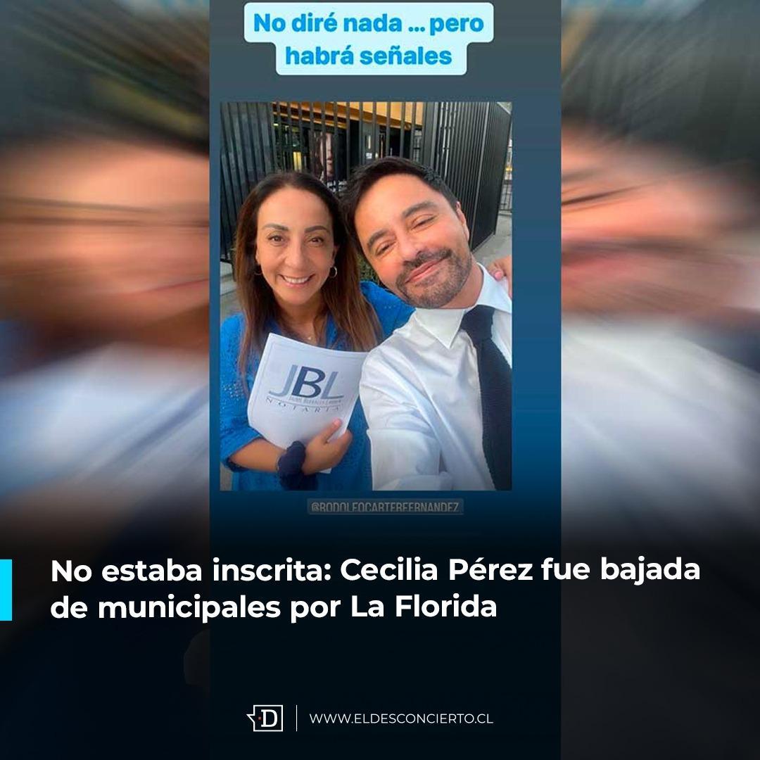 Pese que @ceciperez1publicó una foto saliendo de una notaría junto a @rodolfocarter con la frase “no diré nada, pero habrá señales”, este jueves Chile Vamos no la inscribió en las primarias por la comuna de #LaFlorida. Más info👉l1nq.com/Ds9sJ