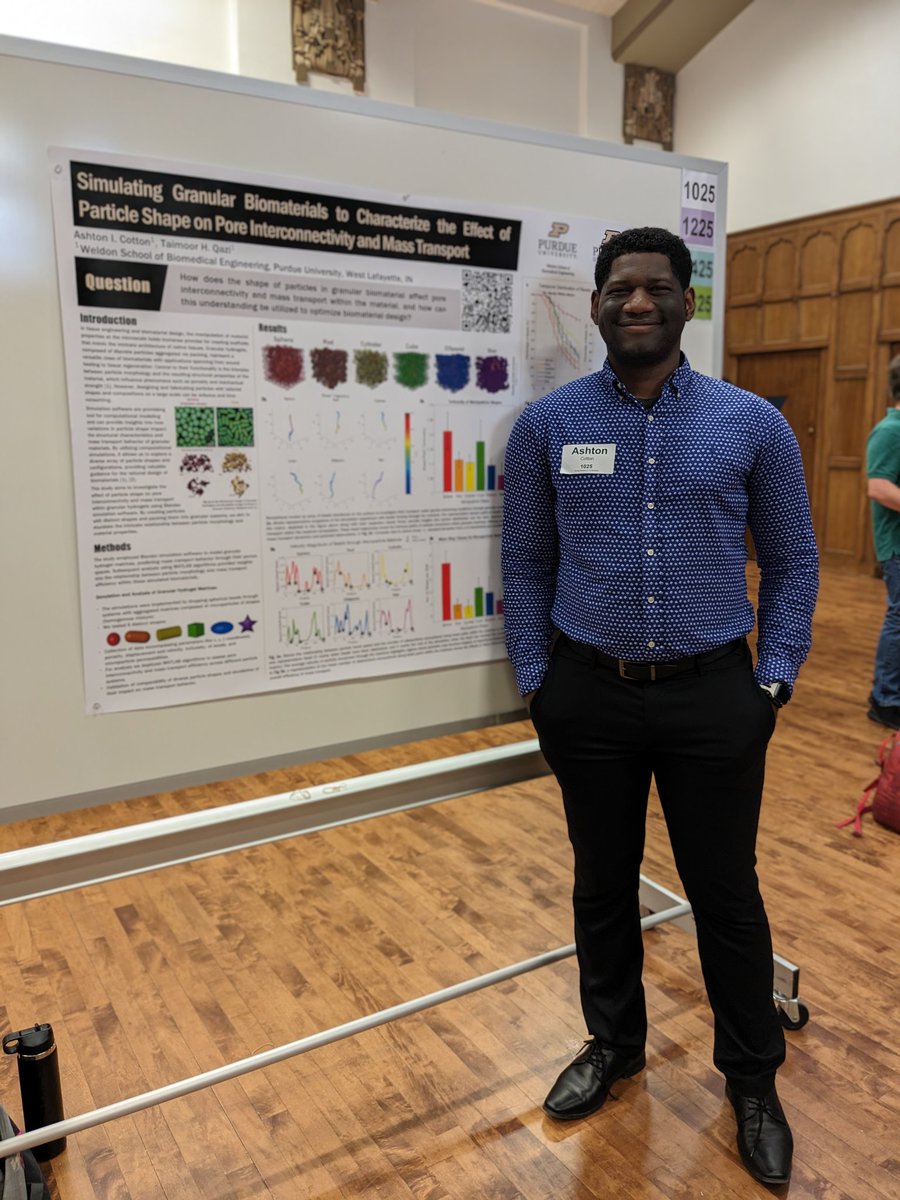 Congrats to our undergraduate researcher Ashton Cotton on a fantastic poster presentation at the @PurdueOUR Spring Research Conference! @PurdueBME