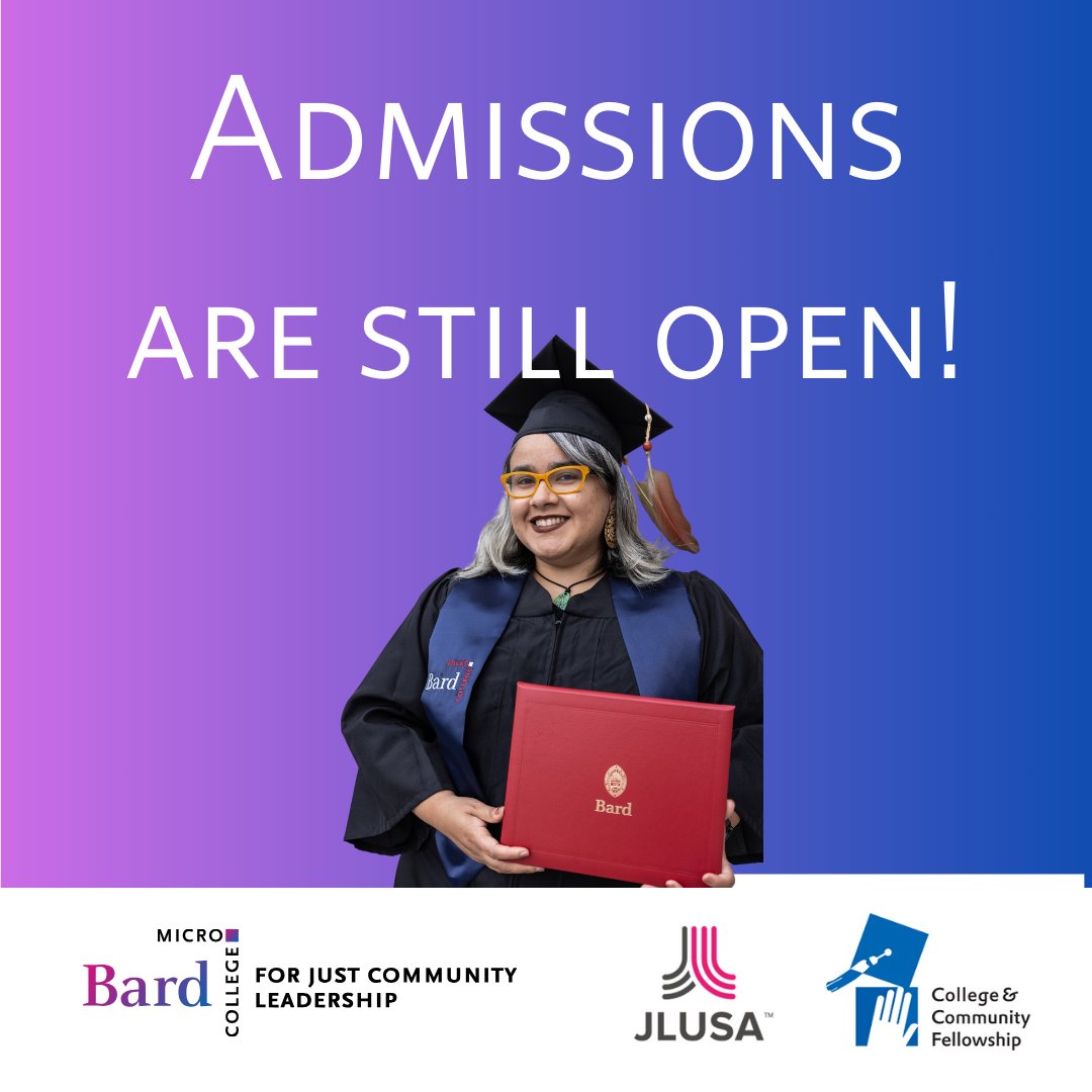 Admissions for #BardMicrocollege for Just Community Leadership are now open for Fall 2024! The nation’s 1st #tuitionfree college dedicated to advocacy, arts & sciences, associate degree program in partnership between #JLUSA, @CCF_NY & @BPIBard. Apply now: microcollege.bard.edu/application-fo…