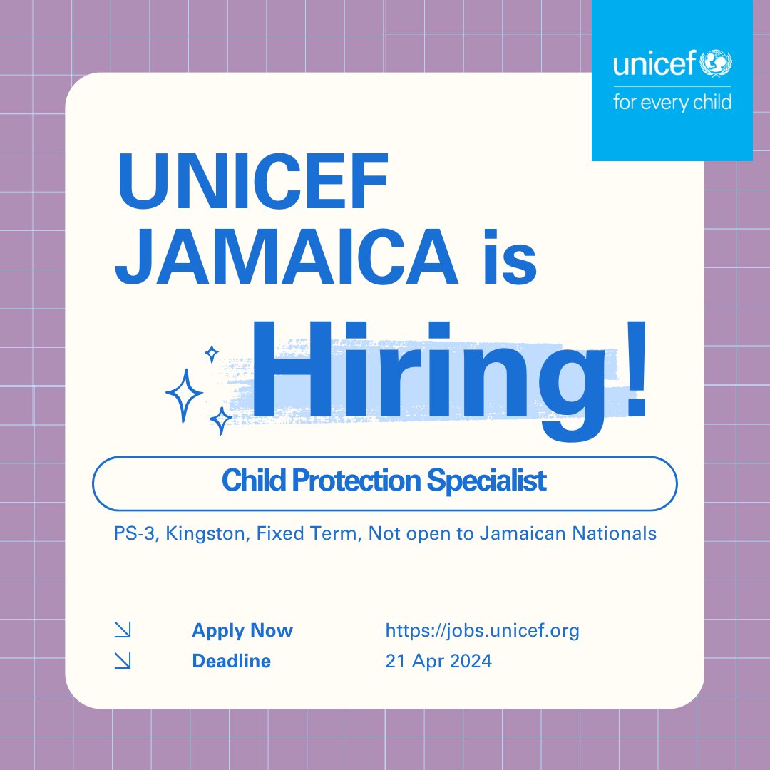 📌 We're hiring x2!! 📌 1️ Child Protection Specialist 2 Consultant to undertake qualitative research on perception & experience of children and adolescents with marketing of unhealthy foods in the school environment, Jamaica 🧑🏿‍💻👉🏿 Click the link in bio to apply