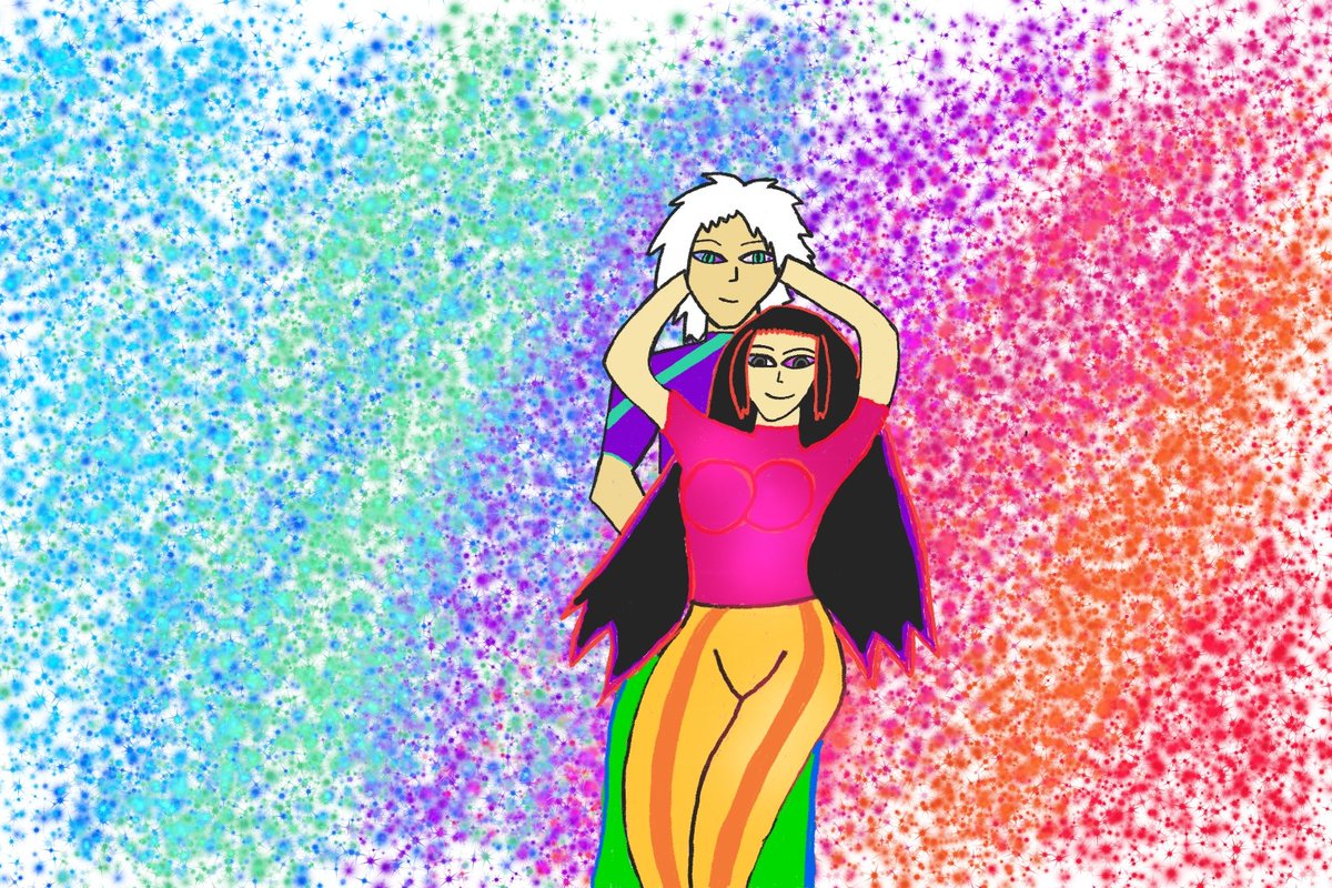 PinkDreamTiger's tweet photo. Hitsukarin Week 2024 Day 5 #Hitsukarin #HKWeek2024 #karinkurosaki #toshirohitsugaya 
Toshiro: Karin we look like a bag of skittles. 
Karin: Well Toshiro you ready to taste the rainbow. 
Toshiro: Really Karin and yes. https://t.co/U7jDHUuD41