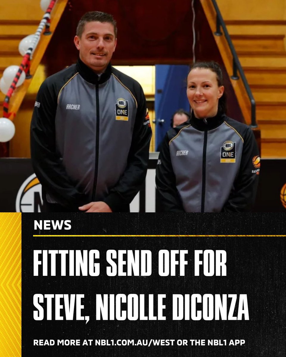 NEWS: Fitting send off for Steve, Nicolle Diconza 'I'm indebted to Nicolle, she's an amazing human being and an amazing referee. I'm just lucky enough to call her my wife.' Read the full feature nbl1.com.au/west #NBL1West #NBL1