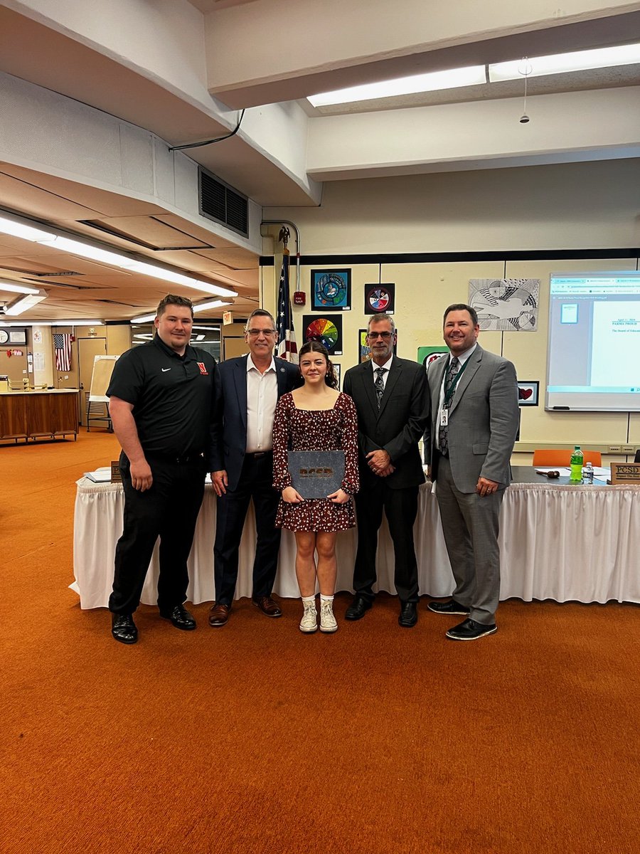 NHSGirlsWrestle's tweet photo. We are very proud of Brooklyn Madal and her accomplishments this season at Normandy. Tonight, she was recognized by the Parma Board of Education for being the first female state qualifier in wrestling for NHS.  We all can't wait to see your continued work pay off! #InvaderStrong https://t.co/7MjW9eNg9I