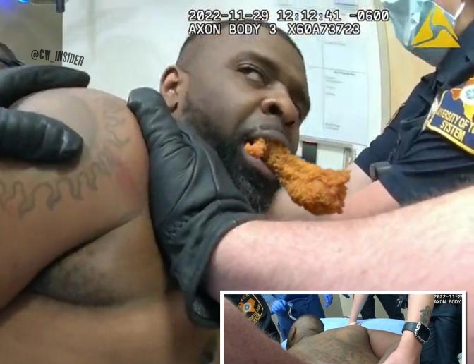 How come nobody saw that he had fried chicken stuck in his mouth?