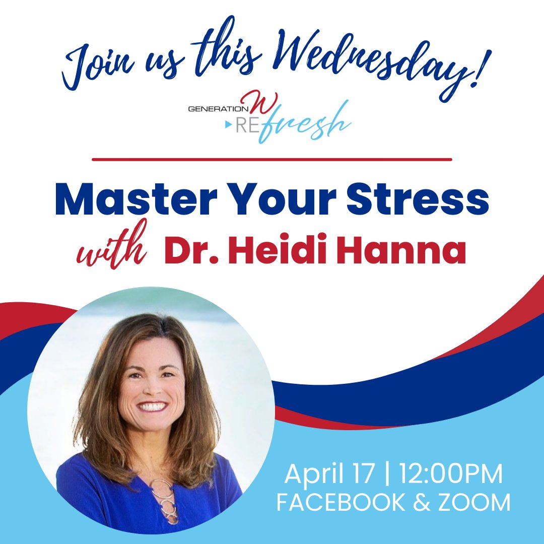Ready to take control over your stress? Join us for #REfresh TOMORROW at noon with Donna Orender and Dr. Heidi Hanna. Catch this exclusive session about stress management and pick up some life-changing insights. Register Now! bit.ly/4aILEfq