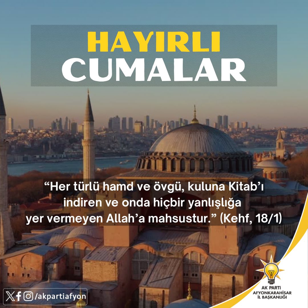 “Her türlü hamd ve övgü, kuluna Kitab’ı indiren ve onda hiçbir yanlışlığa yer vermeyen Allah’a mahsustur.” (Kehf, 18/1) #hayırlıcumalar 🤲🏻