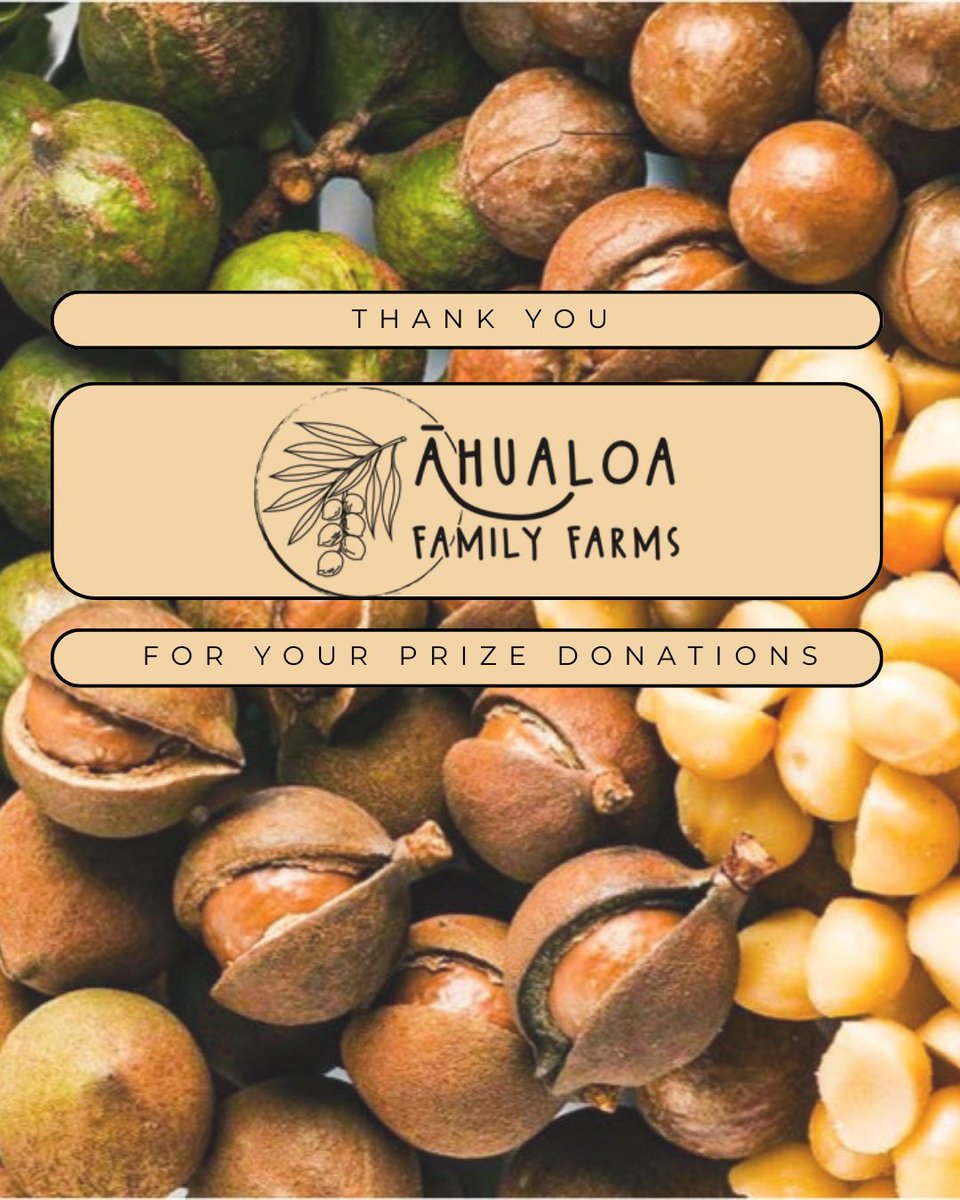 Big thank you to Ahualoa Family Farms for donating prizes! Ahualoa Family Farms grows, processes, and produces Hawaiian macademia nuts and other local treats. Vote in the Art &amp; Photo Contest 🎨📸  to give your favorites a chance at winning these sweet prizes😋🏆