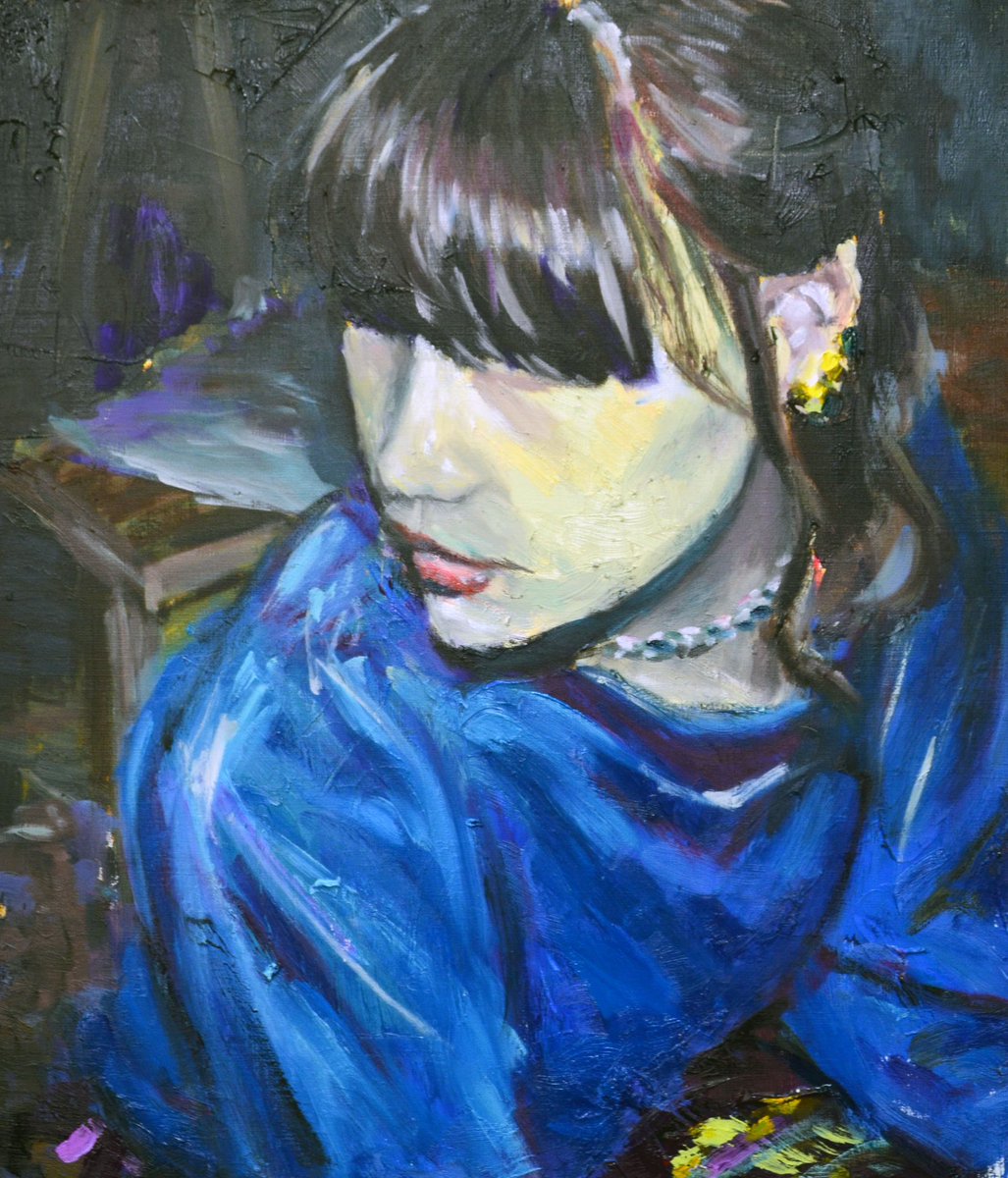 彼のために着飾って、彼に盲目で、目の前の僕は見えなくて #ArtistOnTwitter #oilpainting #油絵