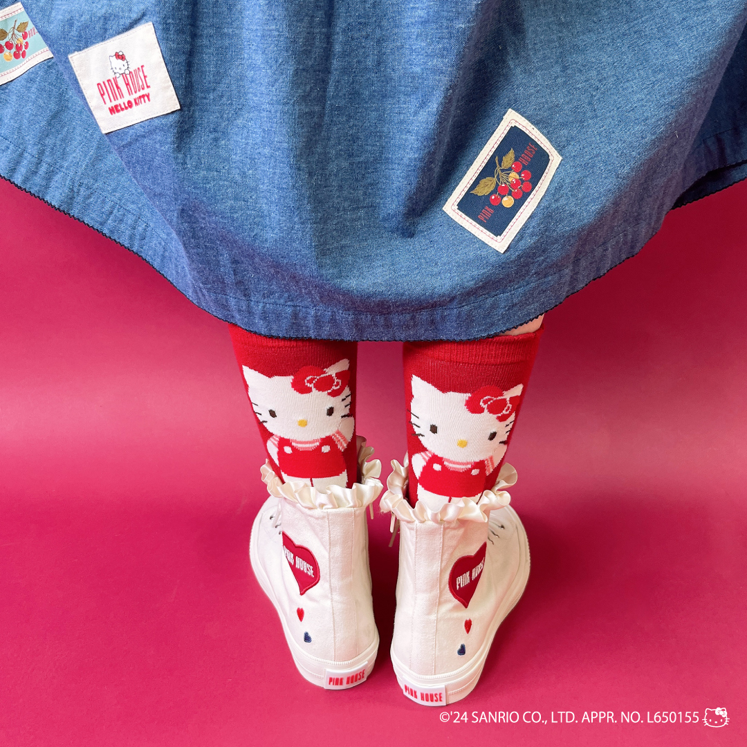 PINK HOUSE×HELLO KITTY ネームワッペン使い サロペット