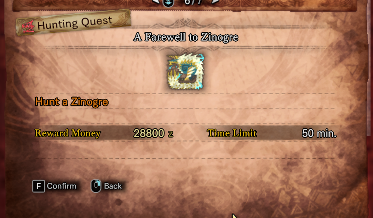 im a big fan of how this event quest in world is called a farewell to zinogre when i know damn well that guy's bow-wow ass is already booked and busy for monster hunter 7