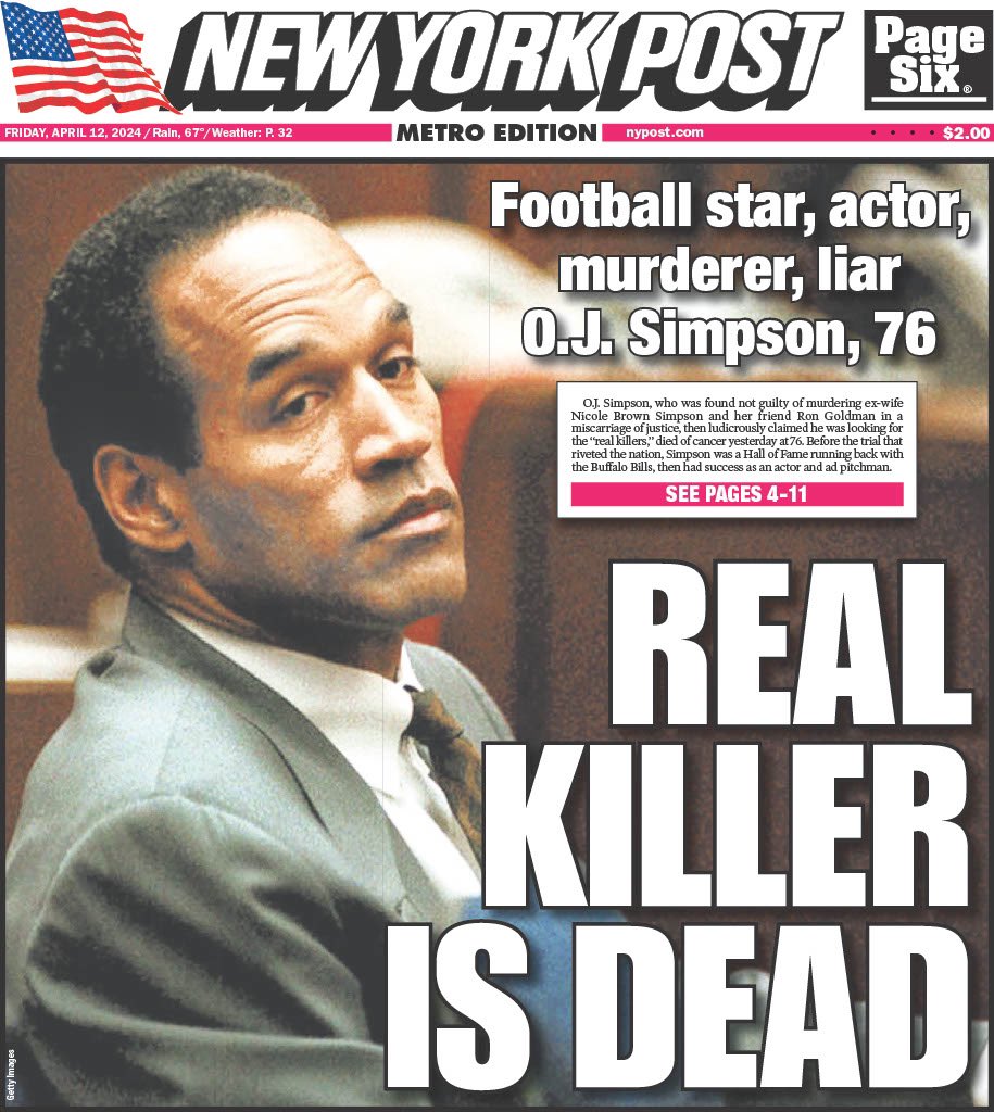 Front page of Friday’s NY Post