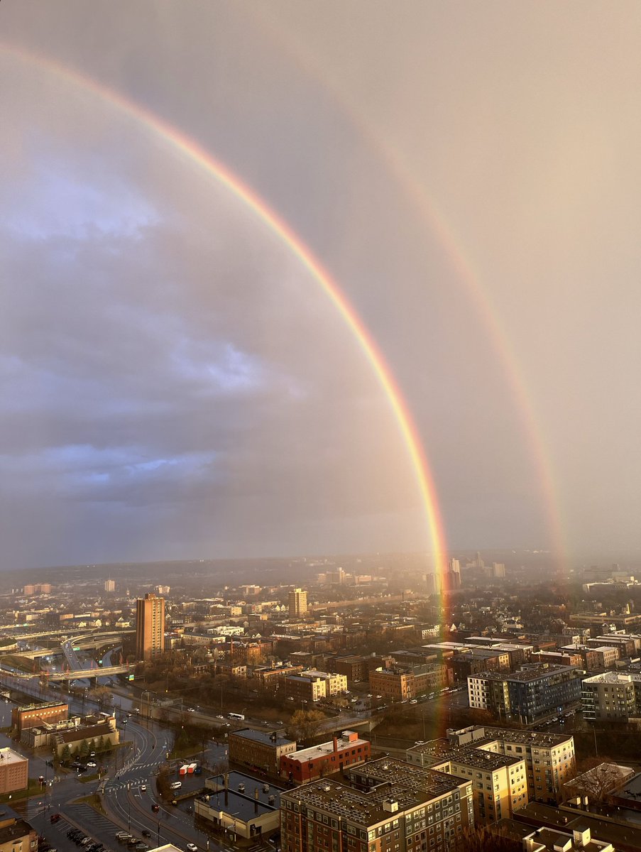 Today's double rainbow, seen from an apartment in Loring Park. (h/t Sorcha McGuire)