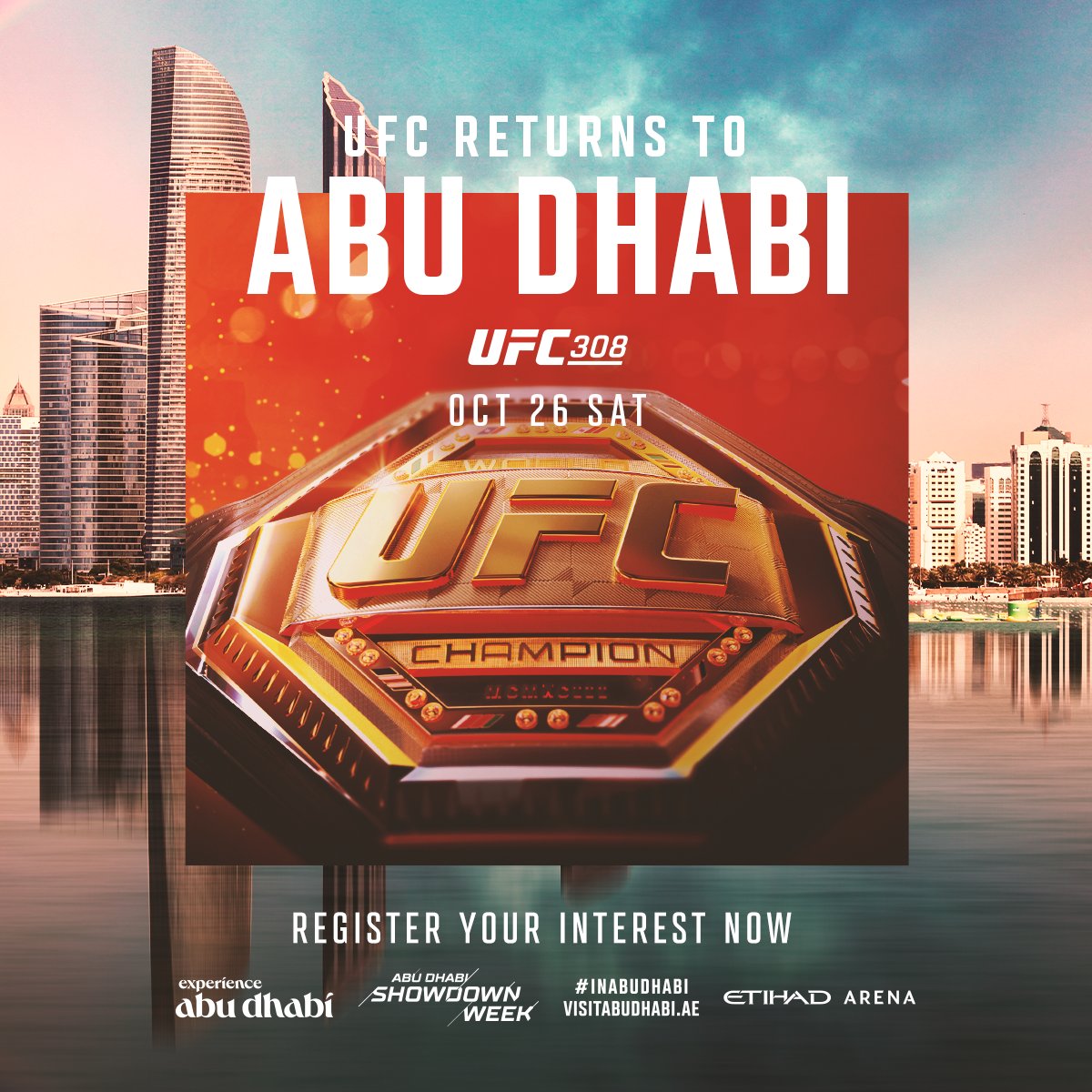 Abu Dhabi Showdown Week is LOCKED IN 🔒

We'll be seeing you for #UFC308 

More info: UFC.ac/3vNhRDo

@VisitAbuDhabi | @InAbuDhabi | #InAbuDhabi